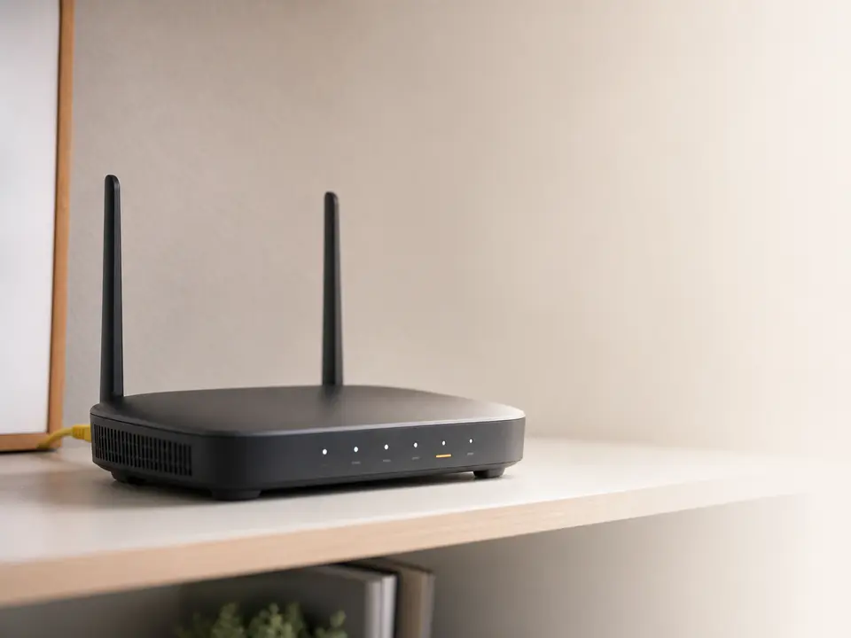 Wi-Fi router on an office shelf